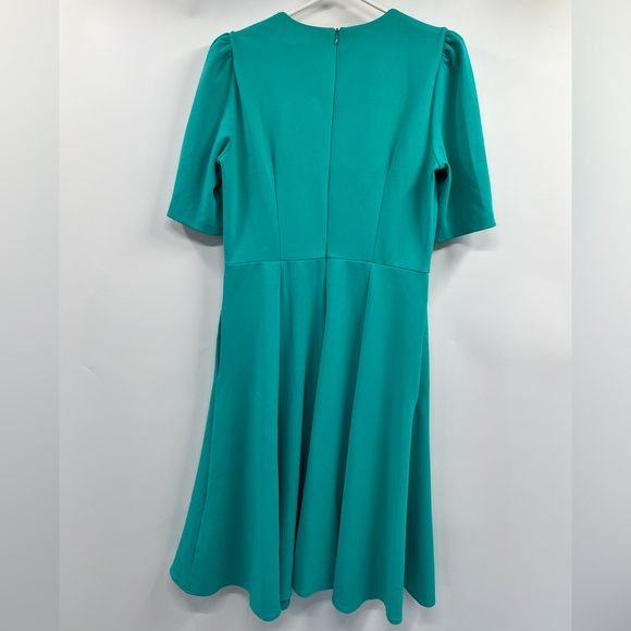 Donna Morgan Seafoam Green V Neck Fit & Flare with Pockets Zip Back Size 10 - Picture 9 of 12